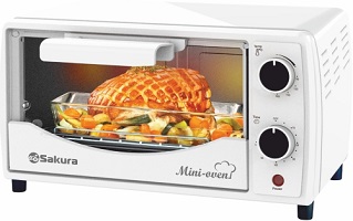 Духовка  SAKURA   9 л  (SA-7006 W)  (900 Вт, терморег, таймер)