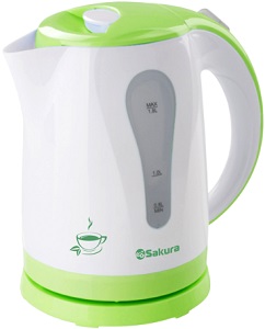 Чайник SAKURA SA-2326 G  (2.2 кВт, 1.8 л, ЗНЭ), белый с ЗЕЛЕНЫМ,  (8)
