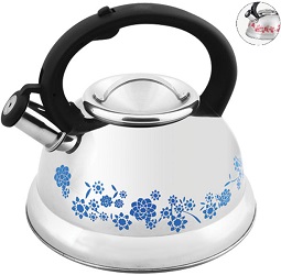 Чайник нерж. со свистком MALLONY  3.0 л  (002103) MAL-0417B  (ТЕРМОПРИНТ) "Синие цветы"