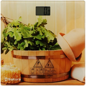 Весы напольные SAKURA SA-5071 SB (180 кг, ЖКД, ultraslim стекло)  БАНЯ