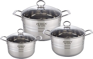 Набор посуды  ZEIDAN  Z-50616  6 пр. (2.1/4.0/5.9, СТ.кр, шкала, 3-слойн.дно) (индукция)