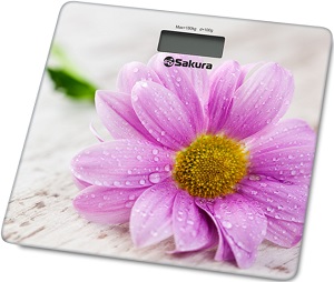 Весы напольные SAKURA SA-5072 GW (180 кг, ЖКД, ultraslim стекло)  ГЕРБЕРЫ