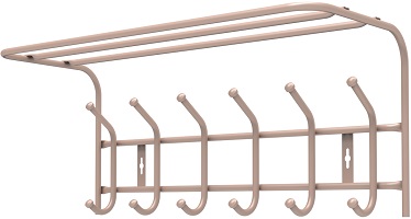 Вешалка настенная с полкой  НИКА  6 крючков (ВП6М/БЖ) (608х262х245 мм) БЕЖЕВЫЙ МЕТАЛЛИК