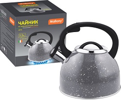 Чайник нерж. со свистком MALLONY  2.5 л  (005171) (индукция) Серый, ARTE