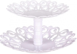 Фруктовница 2-х ярусная пласт. (М 6618) "Мелодия", белый,  г.Октябрский