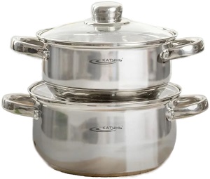 яНабор посуды  КАТУНЬ  ГРЕТТА  (КТ 04-D)  4 пр. (2.2/.3.2л, СТ.кр, 3-слойн.дно) (индукция)