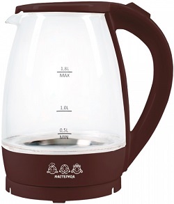 Чайник  МАСТЕРИЦА  (ЕК-1801 G)  ШОКОЛАД  (1.85 кВт, 1.8 л, ЗНЭ), стекло,  (8), (Россия)