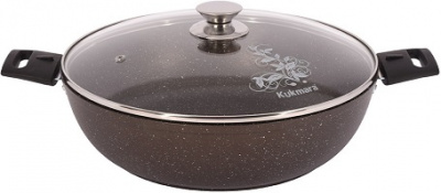 Сотейник с АП  4.5 л/30 см  KUKMARA  МРАМОР КОФЕЙНЫЙ  (СМК308а) (h-85мм, съем.ручки, СТ.кр, литой.алюм)