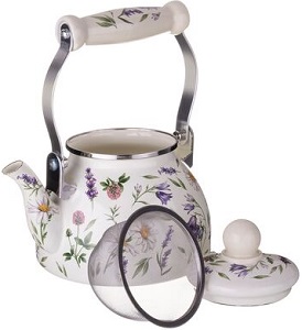 Чайник эмал. AGNESS  FLOWER STORY  (943-091)  (1.1 л, с ситечком)