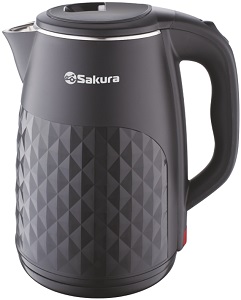 Чайник SAKURA     SA-2165 WBG  (1.8 кВт, 2.5 л, ЗНЭ, двойная стенка) нерж.корпус