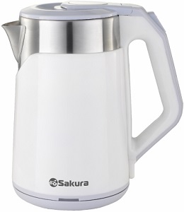 Чайник SAKURA SA-2172 W  (1.8 кВт, 1.8 л, ЗНЭ, двойная стенка)