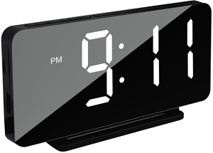 Часы электронные  SA-8519  ЧЕРНЫЕ  светодиод., зерк.дисплей, будильник, радио