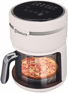 Мультипечь аэрогриль  SAKURA  SA-7682 W  (1.2 кВт, стекл.чаша 3 л, 12 программ, таймер)