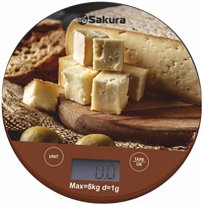 Весы кухонные   8 кг  SAKURA  SA-6076 CH  (ЖКД, сенсор.управ) 