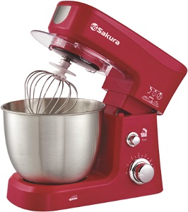 Миксер планетарный  SAKURA  SA-6327 R (1.0 кВт, 6 скор, 3 нас, 3.5 л нерж.чаша)