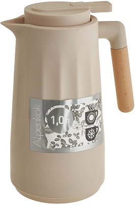 Термос - кувшин  ALPENKOK 1.0 л  (AK-10109S) (стекл.колба, крышка с кнопкой)
