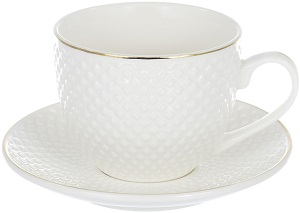 Набор чайный  ДАЙМОНД  12 пр  200 мл (151256)  (обводка золотом, фарфор), подар/упак,  КОРАЛЛ