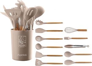 Набор кухонных аксессуаров  ALPENKOK   АК-5282  12 пр (силикон, нейлон, дерево, металл)  БЕЖЕВЫЙ