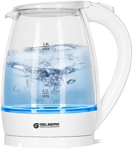 Чайник  GELBERK  GL-472  (2.2 кВт, 1.8 л, ЗНЭ) стекло, подсветка