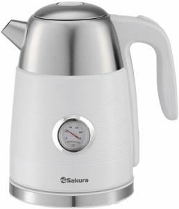 Чайник SAKURA      SA-2178 W (2.2 кВт, 1.7 л, ЗНЭ) нерж.корпус,  Premium