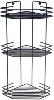 Полка д/ванной (3 яруса)  угловая  IRSA  (АЛТ 73 Ч)  (20,5х20,5х52 см) ЧЕРНАЯ