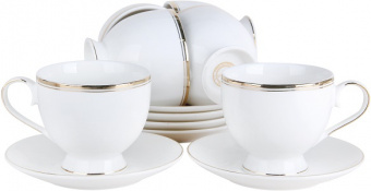 Набор чайный  АТЛАС  12 пр  230 мм  (217975) (обводка золотом) (фарфор), подар/упак,  StockHaus