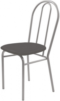 Стул со спинкой  НИКА-5  (СТ5/С)  СЕРЫЙ/СЕРЕБРО  (экокожа)