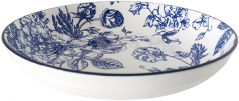 Тарелка (синий)  ГОЛУБАЯ РОЗА  глубокая  600 мл/200 мм  (277809)  (фарфор)