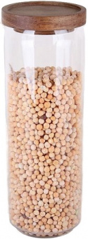 Банка стекл. КОРАЛЛ  smooth surface 1600 мл (237916) (90х250) бамбук.крышка