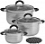 Набор посуды  WEBBER  BE-637/6   6 пр. (1.9/3.8/5.8.л, СТ.кр, силикон.ручки) "Master" (индукция)