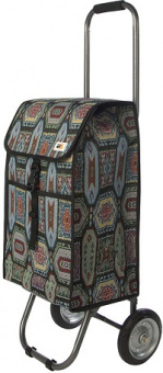 Тележка с сумкой  РЫЖИЙ КОТ  (110653)  (до 30 кг, колеса пластик 140мм) ткань сумки -жаккард