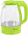 Чайник HOMESTAR    HS-1012  (003943)  (2.2 кВт, 1.7 л, ЗНЭ) ЗЕЛЕНЫЙ, стекло, подсветка