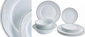 Набор столовый стеклокерам. TEROPAL  19 пр. (1019N/68-SK) (19/26,5 см, суповая 16,5 см, салатник 23 см)  МОНРО