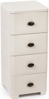 Комод пласт.  ПЛЕТЕНКА  Слон.кость  4-х ярусный  (М2430)  (375х360х830 мм),  г.Октябрьский