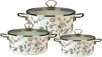 Набор посуды  ZEIDAN  ( Z-80632 )  (2.4/3.5/5.5 л, ручки "под золото") ВЬЮНОК