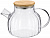Чайник заварочный  стекло   REGENT  1.0 л  (60723) (93-FR-TEA-14-1000)  (с ситечком, бамбук.крышка)