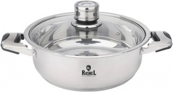 Жаровня нерж. RASHEL 26 см  с термодатчиком   (R2/269)  (СТ.кр, h-8 см)  (индукция)