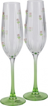 Набор бокалов  REGENT  ASTI  (81-701)  250 мл, 2 шт  (шампанское) Зеленые тюльпанчики
