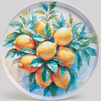 Поднос жестяной  AGNESS  (898-244) (d-33 см, h-2.1 см) CITRUS CHARM