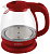 Чайник ENERGY    E- 296  (1.1 кВт, 1.0 л, ЗНЭ) стекло, КРАСНЫЙ (005216)