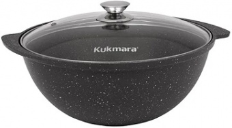 Казан с АП  3.5 л  KUKMARA  МРАМОР ТЕМНЫЙ  (КМТ37а) (26 см/12 см, СТ.кр, литой алюм)