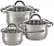 Набор посуды  WEBBER  BE-633/6	 6 пр. (3.0/4.0 л, ковш 2.1 л, СТ.кр, силикон.ручки) Profi Grey (индукция)