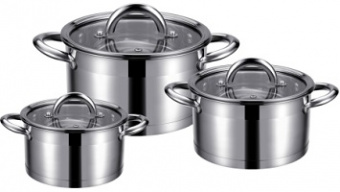 Набор посуды  REGENT  6 пр. (86-300)  (1.9/2.6/3.6 л, СТ.кр, мерная шкала)  (индукция)