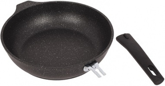 Сковорода АП KUKMARA  МРАМОР ТЕМНЫЙ  (СМТ246а) (24 см, h=6см, съем.ручка, литой.алюм)