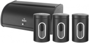 Хлебница  RASHEL  R-3016  (45х27х18 см + 3 банки для хранения) черный